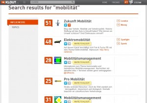 Klout bietet neben Klout-Score eine Suche nach Themen und Influencern